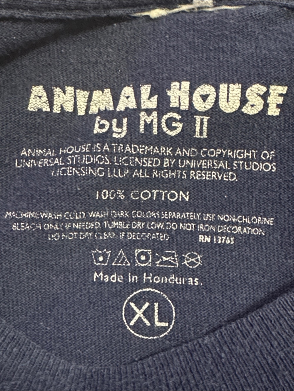 ANIMAL HOUSE College Graphic T-Shirt XL 23” p2p Navy - Picture 3 of 7